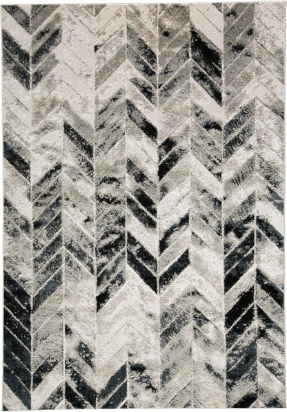 2' X 3' Black Gray And Silver Geometric Stain Resistant Area Rug - 47.24" (L) x 47.24" (W) x 0.43" (H)