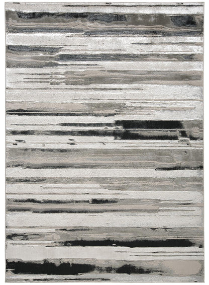 10' X 13' Silver Gray And Black Abstract Stain Resistant Area Rug - 20.0" (L) x 34.0" (W) x 0.4" (H)