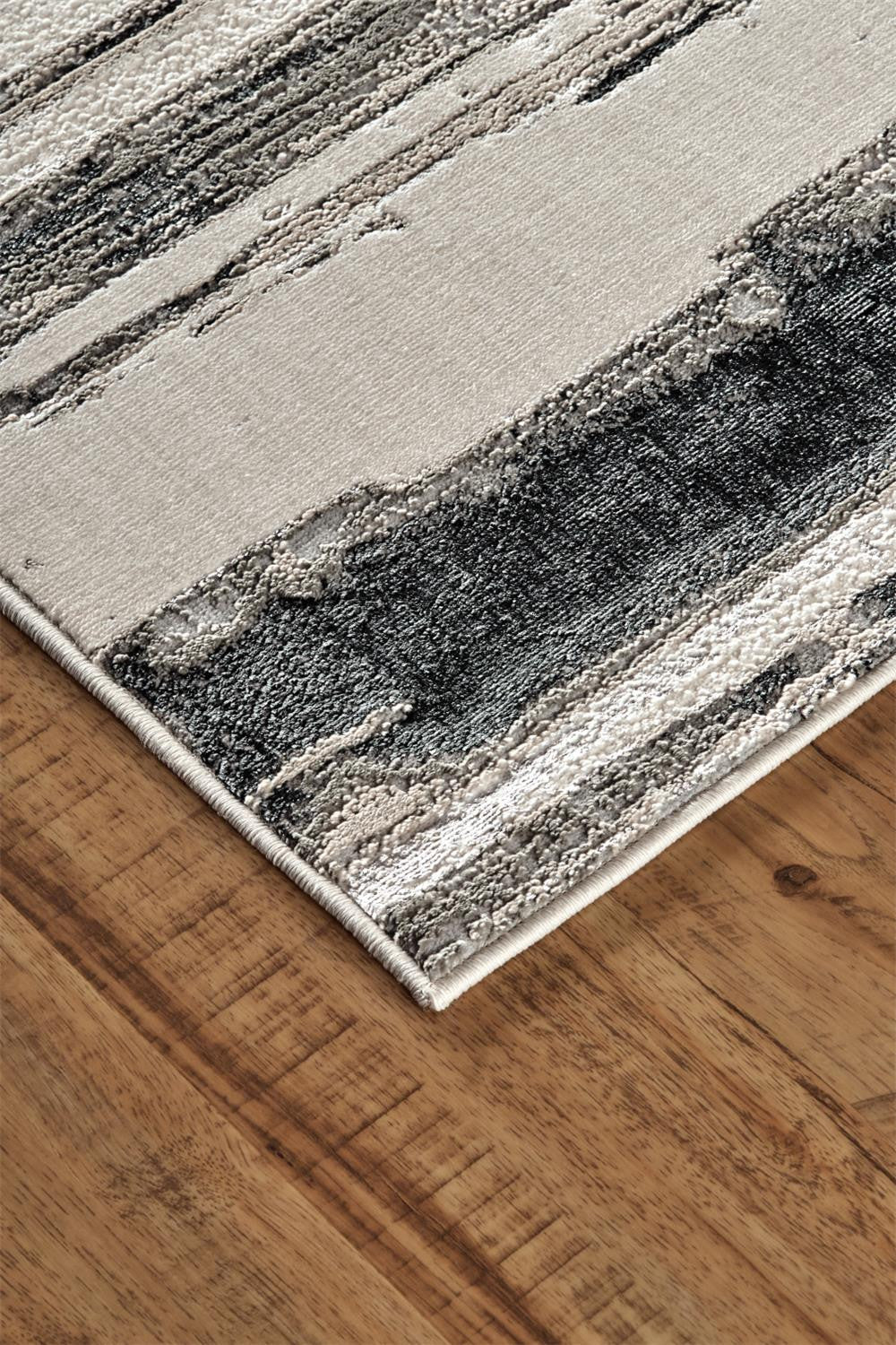 10' X 13' Silver Gray And Black Abstract Stain Resistant Area Rug - 20.0" (L) x 34.0" (W) x 0.4" (H)