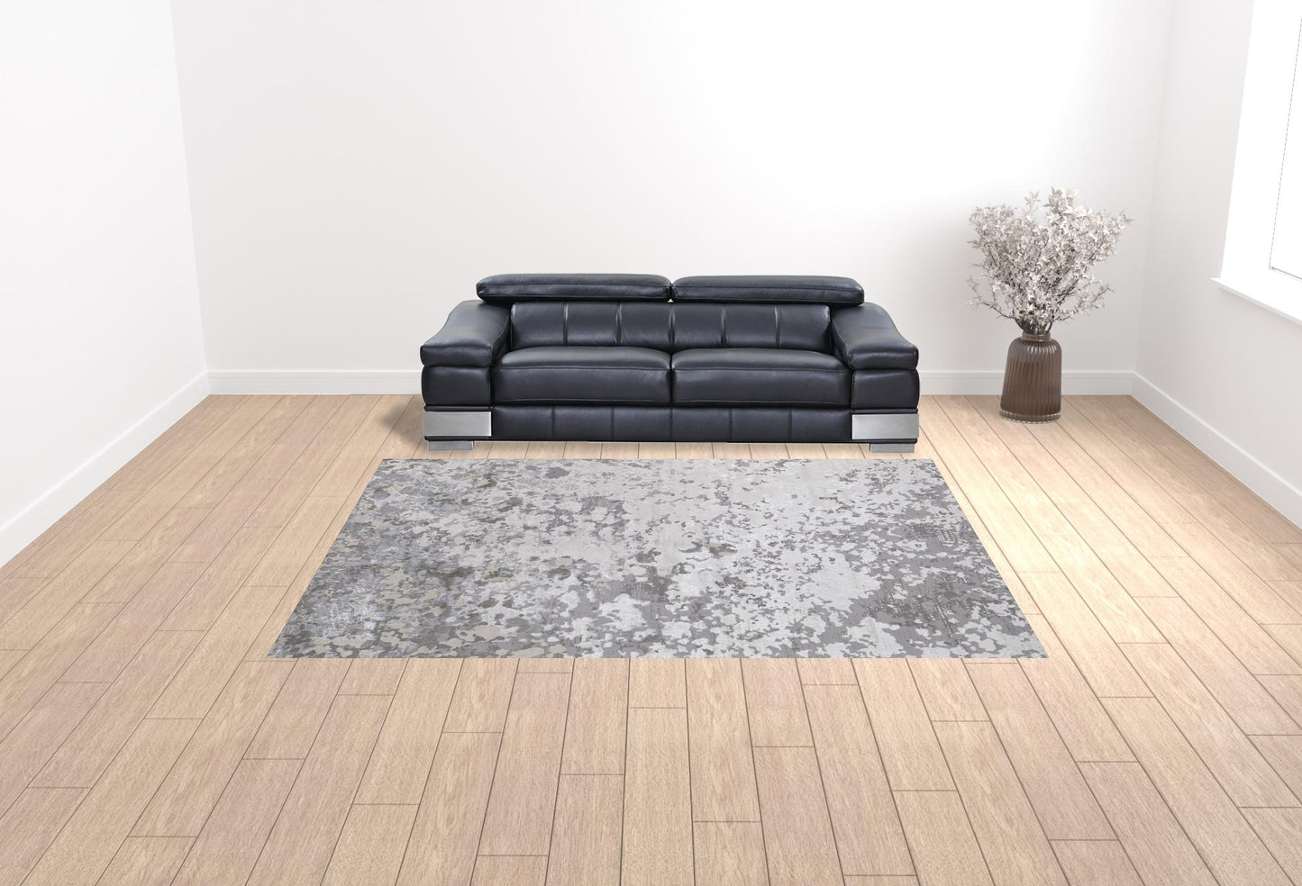 9' X 12' Silver Gray And White Abstract Area Rug - 110.0" (H) x 144.0" (W) x 0.39" (D)