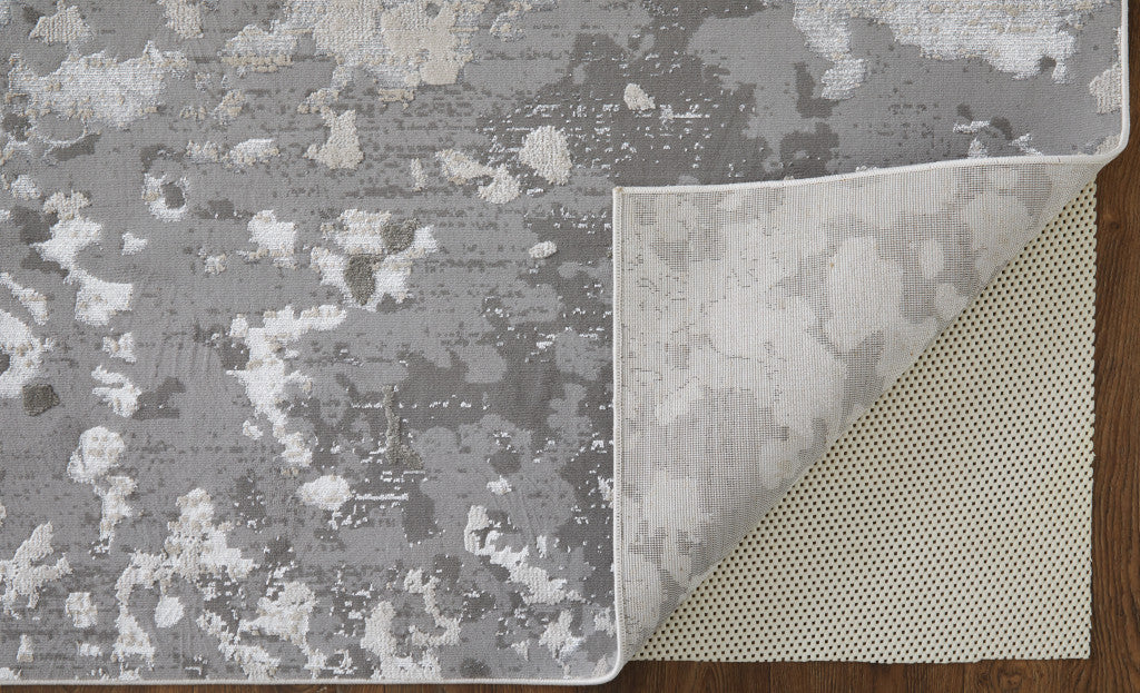 9' X 12' Silver Gray And White Abstract Area Rug - 110.0" (H) x 144.0" (W) x 0.39" (D)