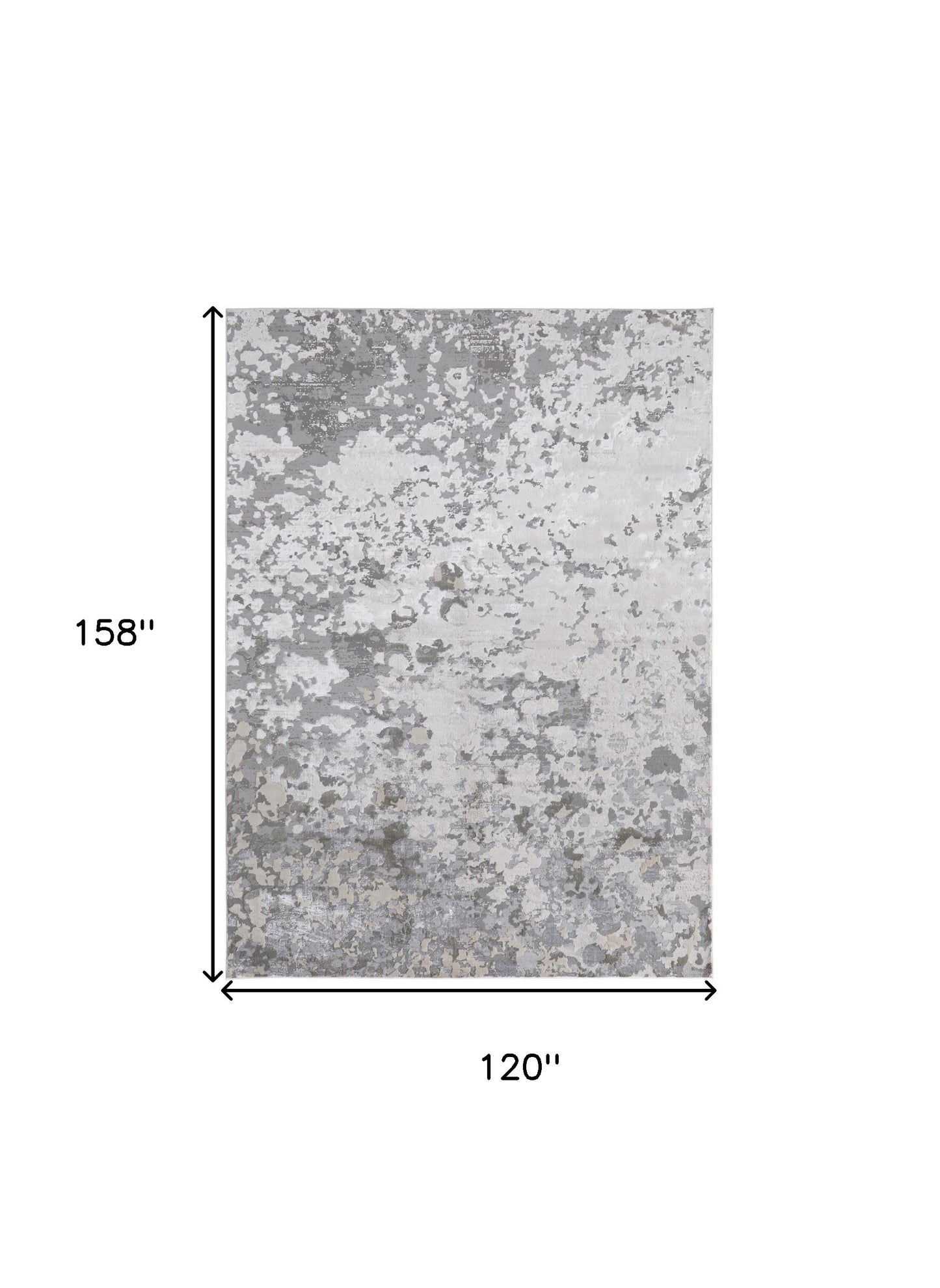 10' X 13' Silver Gray And White Abstract Stain Resistant Area Rug