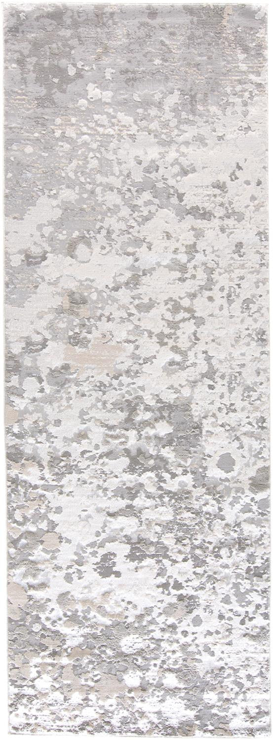 8' Gray and Silver Abstract Power Loom Runner Rug - 34.0" (H) x 94.0" (W) x 0.39" (D)