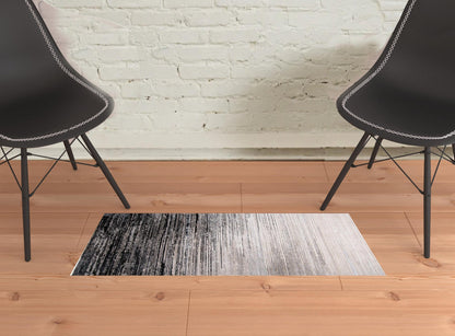 2' X 3' Black And Dark Gray Abstract Stain Resistant Area Rug - 47.24" (L) x 47.24" (W) x 0.24" (H) FurniFindUSA
