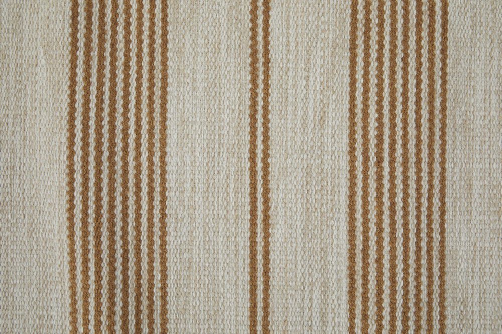 5' X 8' Ivory Taupe And Brown Striped Dhurrie Hand Woven Stain Resistant Area Rug HomeRoots