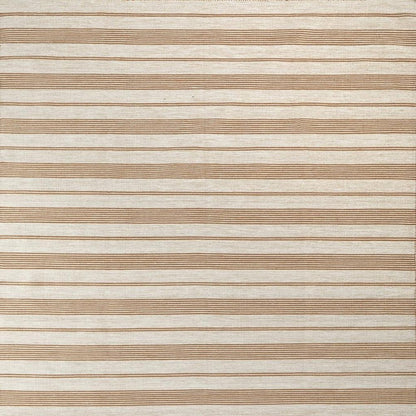 5' X 8' Ivory Taupe And Brown Striped Dhurrie Hand Woven Stain Resistant Area Rug HomeRoots