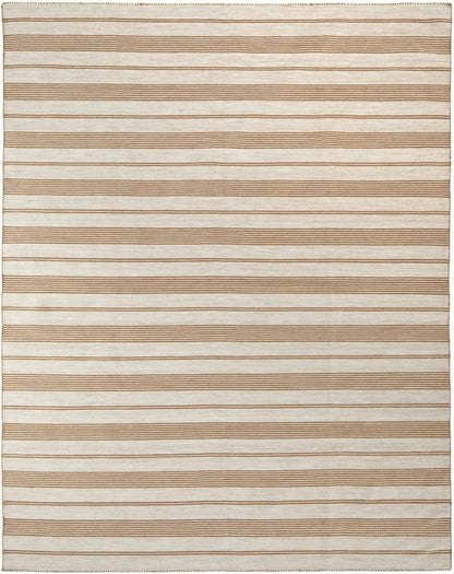 8' X 11' Brown and Ivory Striped Hand Woven Area Rug