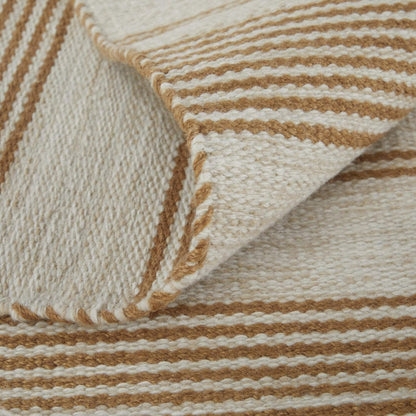 5' X 8' Ivory Taupe And Brown Striped Dhurrie Hand Woven Stain Resistant Area Rug HomeRoots