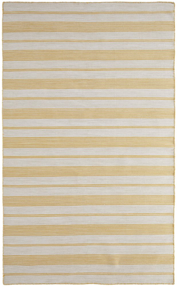 4' X 6' Yellow And Ivory Striped Dhurrie Hand Woven Stain Resistant Area Rug — view 17