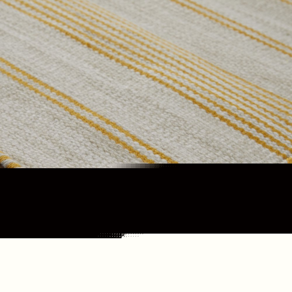 4' X 6' Yellow And Ivory Striped Dhurrie Hand Woven Stain Resistant Area Rug — view 32