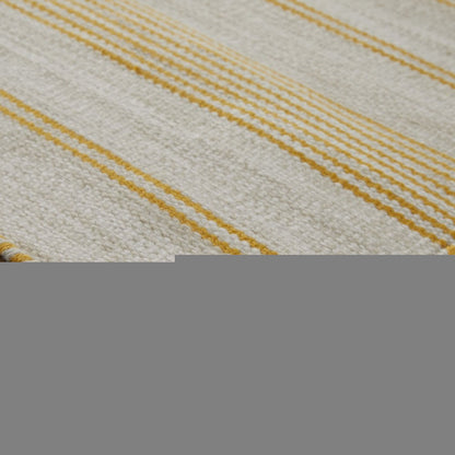 4' X 6' Yellow And Ivory Striped Dhurrie Hand Woven Stain Resistant Area Rug HomeRoots