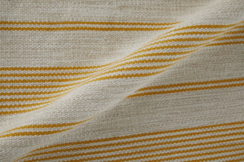 4' X 6' Yellow And Ivory Striped Dhurrie Hand Woven Stain Resistant Area Rug — view 21
