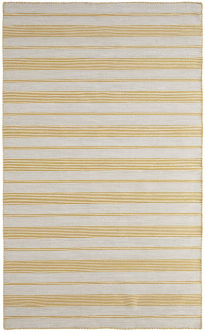 4' X 6' Yellow And Ivory Striped Dhurrie Hand Woven Stain Resistant Area Rug HomeRoots