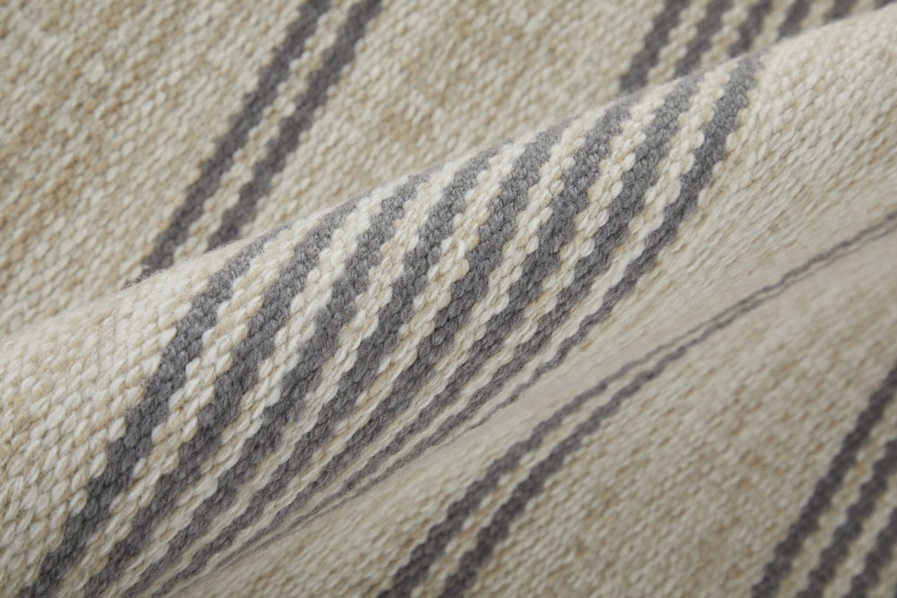 4' X 6' Gray and Ivory Striped Hand Woven Area Rug HomeRoots