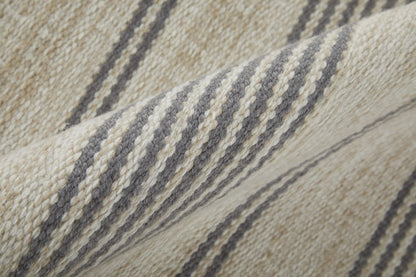 4' X 6' Gray and Ivory Striped Hand Woven Area Rug HomeRoots