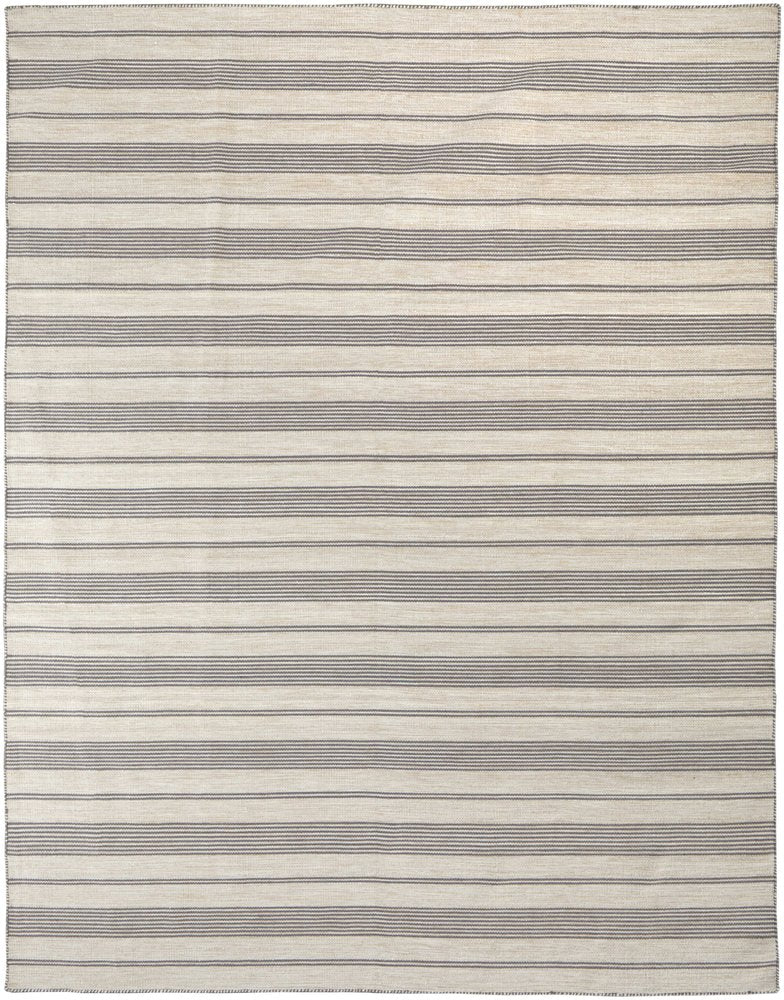 4' X 6' Gray and Ivory Striped Hand Woven Area Rug — view 4