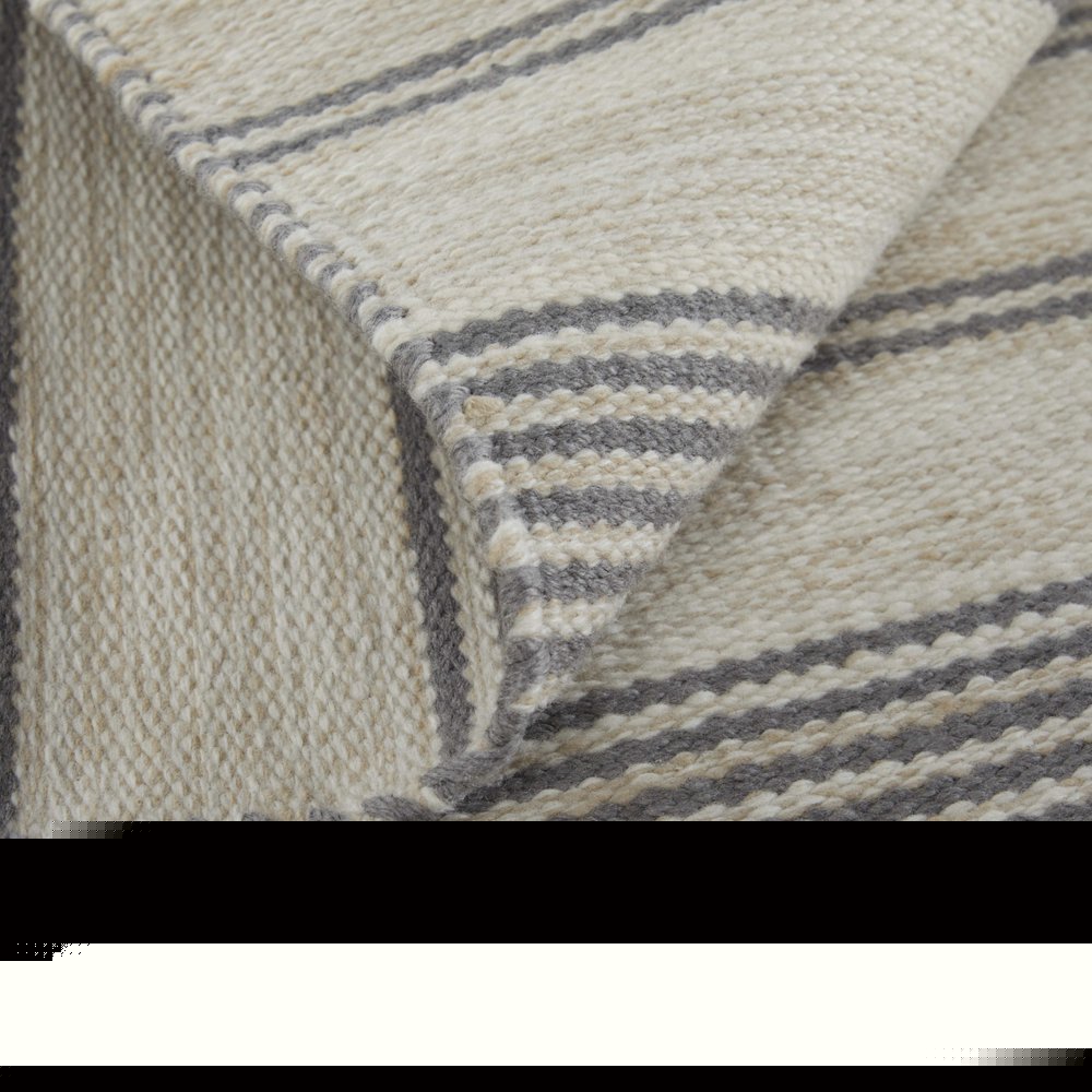 4' X 6' Gray and Ivory Striped Hand Woven Area Rug HomeRoots