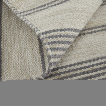 4' X 6' Gray and Ivory Striped Hand Woven Area Rug HomeRoots