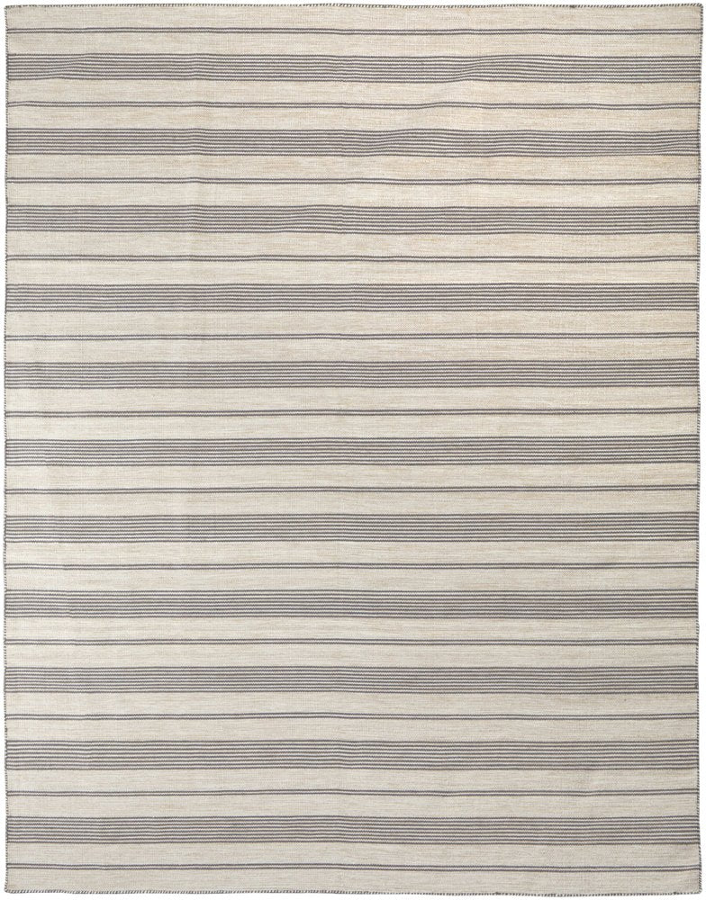 4' X 6' Gray and Ivory Striped Hand Woven Area Rug — view 14
