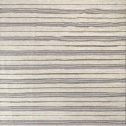4' X 6' Gray and Ivory Striped Hand Woven Area Rug HomeRoots