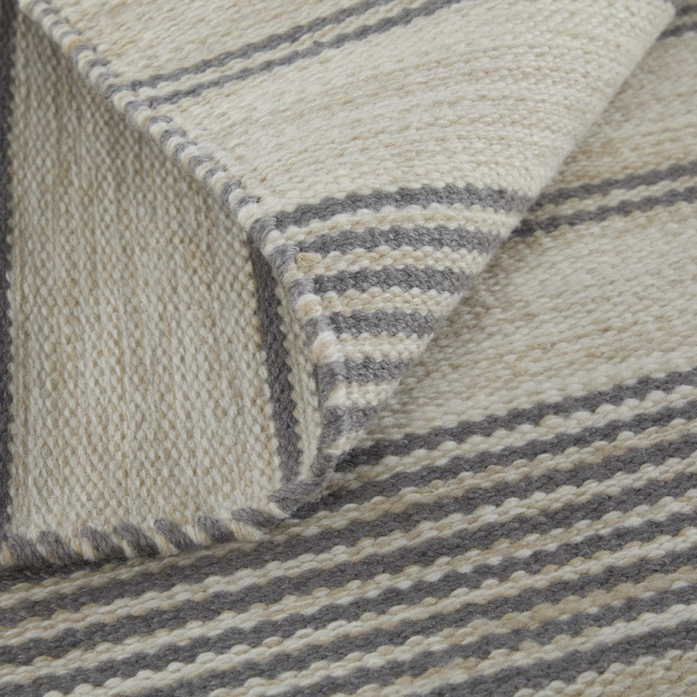 4' X 6' Gray and Ivory Striped Hand Woven Area Rug — view 31