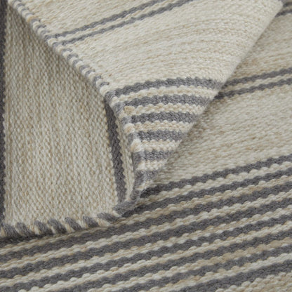 4' X 6' Gray and Ivory Striped Hand Woven Area Rug HomeRoots