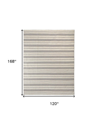 4' X 6' Gray and Ivory Striped Hand Woven Area Rug HomeRoots