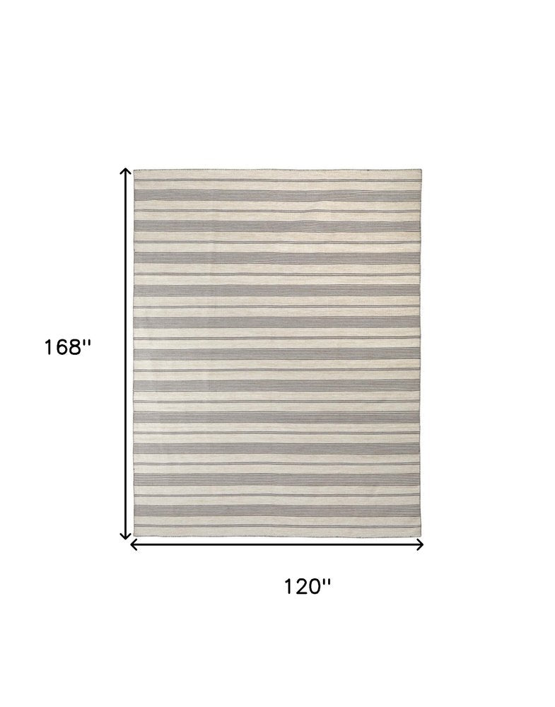 4' X 6' Gray and Ivory Striped Hand Woven Area Rug HomeRoots