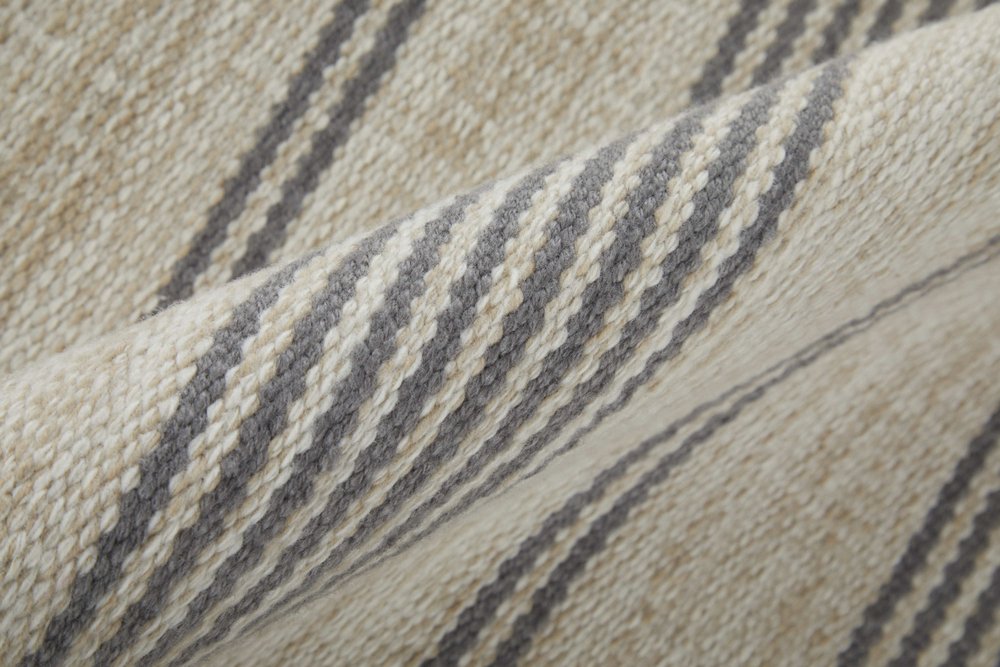 4' X 6' Gray and Ivory Striped Hand Woven Area Rug — view 29