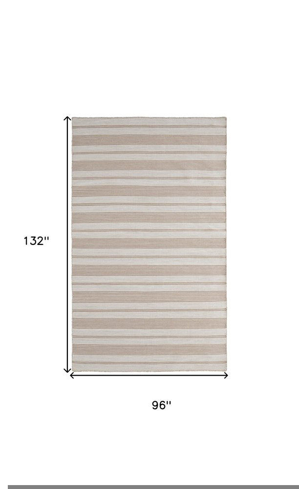 4' X 6' Ivory And Taupe Striped Hand Woven Area Rug — view 25