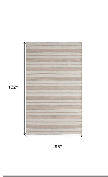 4' X 6' Ivory And Taupe Striped Hand Woven Area Rug HomeRoots
