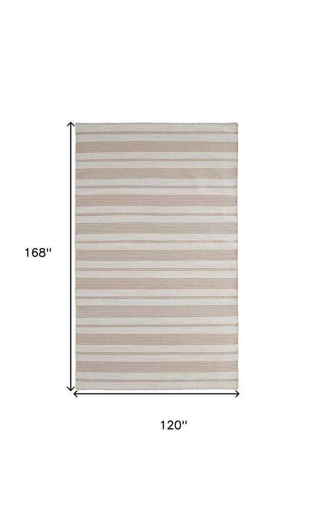 4' X 6' Ivory And Taupe Striped Hand Woven Area Rug HomeRoots
