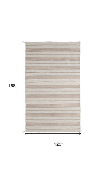 4' X 6' Ivory And Taupe Striped Hand Woven Area Rug HomeRoots