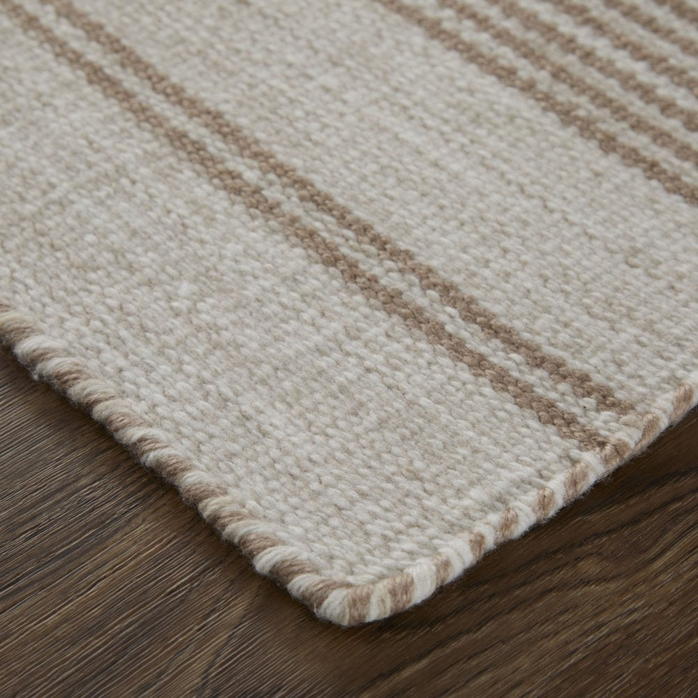 4' X 6' Ivory And Taupe Striped Hand Woven Area Rug HomeRoots