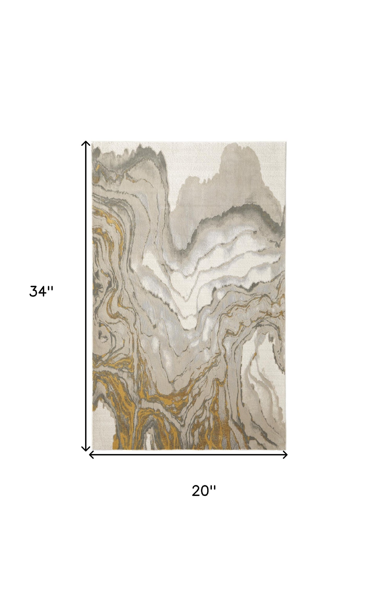 2' X 3' Gold Ivory And Gray Abstract Stain Resistant Area Rug - 48.0" (L) x 72.0" (W) x 0.63" (H)