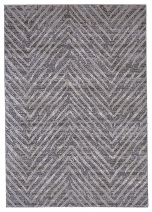 2' X 3' Gray Abstract Stain Resistant Area Rug - 47.5" (L) x 71.0" (W) x 0.25" (H)