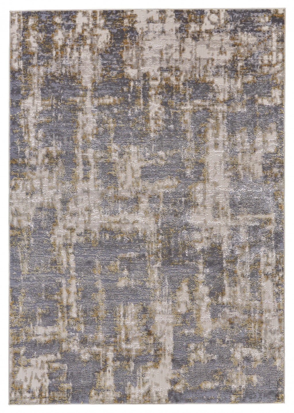 2' X 3' Gray And Gold Abstract Stain Resistant Area Rug - 47.0" (L) x 67.0" (W) x 0.3" (H)