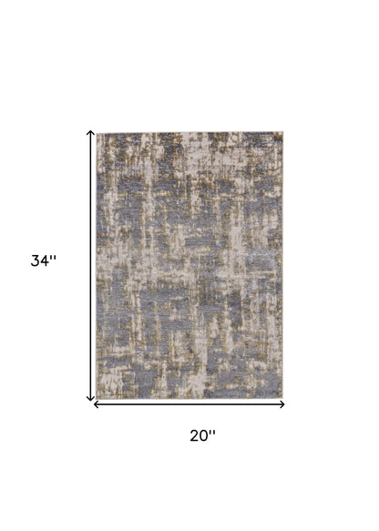 2' X 3' Gray And Gold Abstract Stain Resistant Area Rug - 47.0" (L) x 67.0" (W) x 0.3" (H)