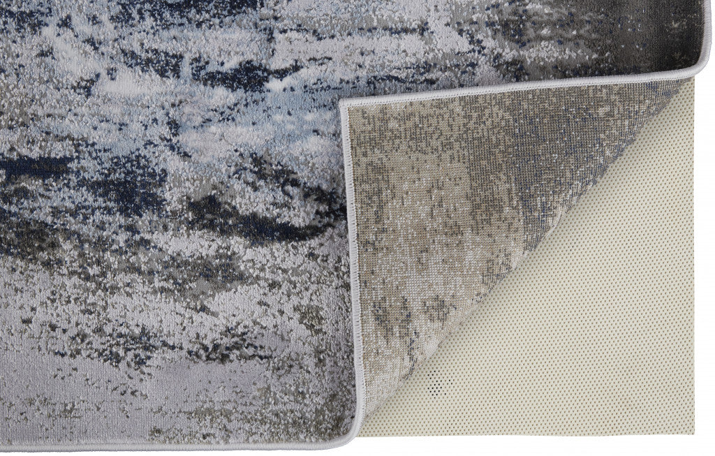 10' X 14' Blue Gray And White Abstract Stain Resistant Area Rug - 26.0" (L) x 36.0" (W) x 0.41" (H)