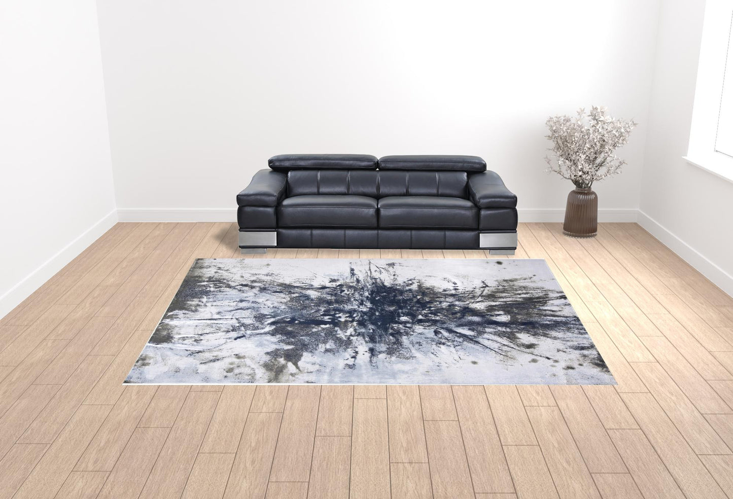 10' X 14' Blue Gray And White Abstract Stain Resistant Area Rug - 26.0" (L) x 36.0" (W) x 0.41" (H)