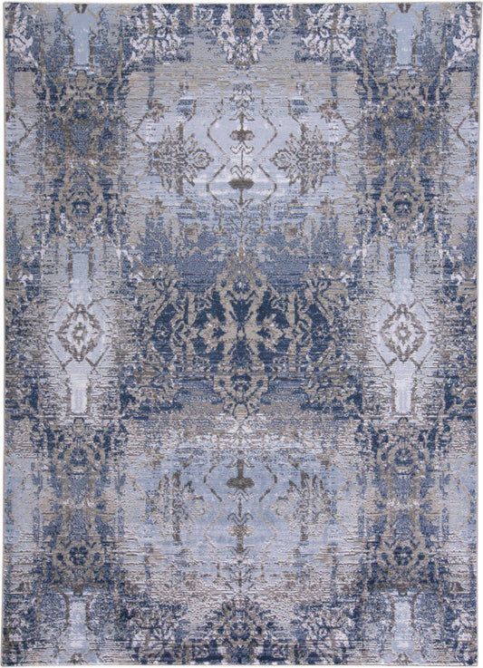 5' X 7' Blue Gray And Taupe Abstract Stain Resistant Area Rug - 62.0" (H) x 86.0" (W) x 0.39" (D)