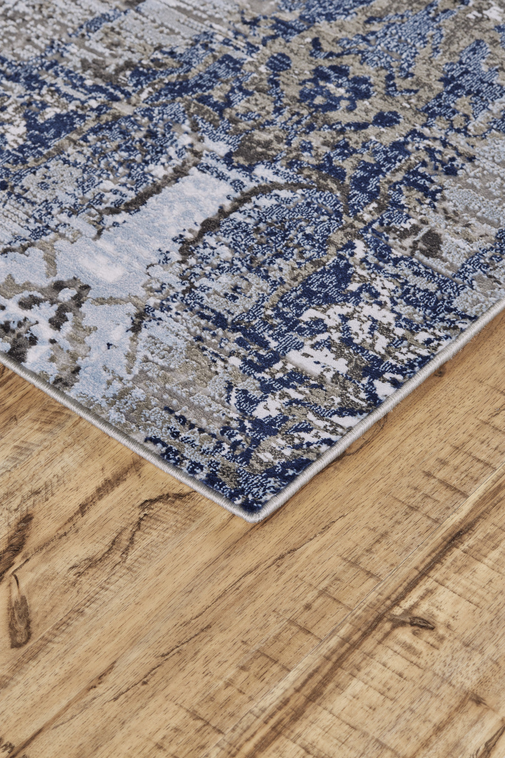 5' X 7' Blue Gray And Taupe Abstract Stain Resistant Area Rug - 62.0" (H) x 86.0" (W) x 0.39" (D)