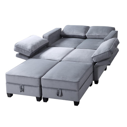 116” Square Arm Sectional Sofa