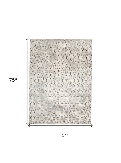 4' X 6' Ivory Gray And Taupe Abstract Stain Resistant Area Rug