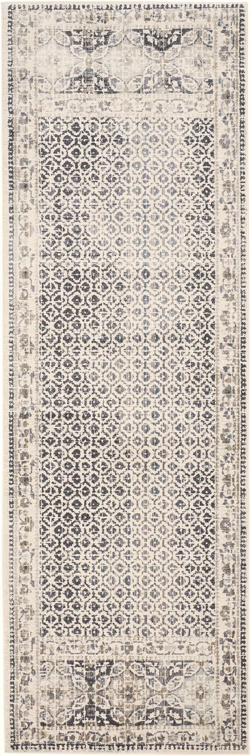 8' Gray and Ivory Abstract Geometric Power Loom Distressed Runner Rug - 31.0" (H) x 96.0" (W) x 0.41" (D)