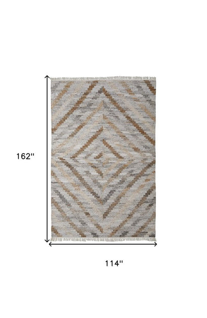 5' X 8' Gray And Brown Geometric Hand Woven Area Rug With Fringe HomeRoots
