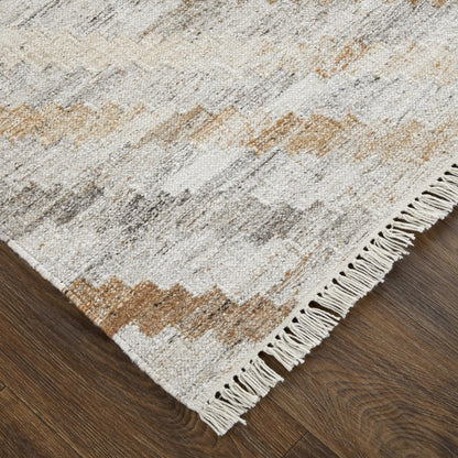 5' X 8' Gray And Brown Geometric Hand Woven Area Rug With Fringe HomeRoots