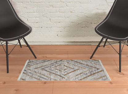 5' X 8' Gray And Brown Geometric Hand Woven Area Rug With Fringe HomeRoots