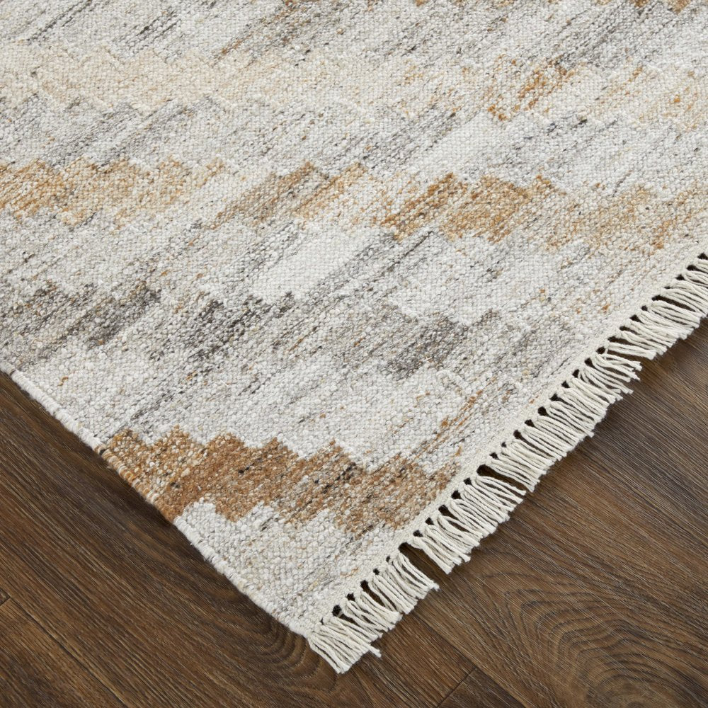 5' X 8' Gray And Brown Geometric Hand Woven Area Rug With Fringe — view 27