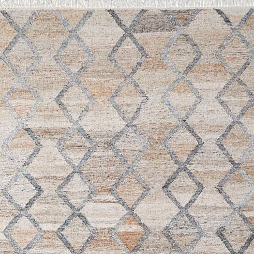 4' X 6' Gray Ivory And Tan Geometric Hand Woven Stain Resistant Area Rug With Fringe — view 6